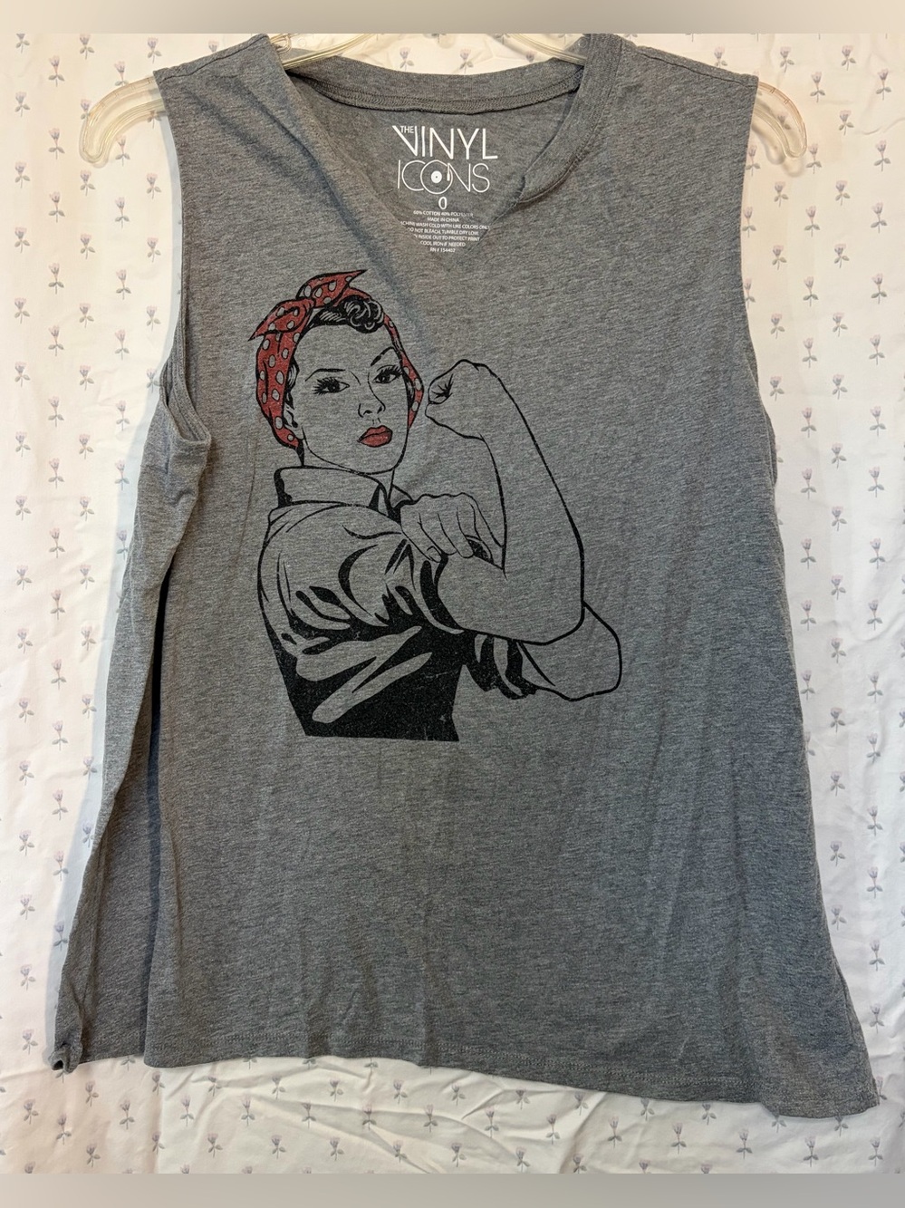 torrid Gray Muscle Tee with Rosie Graphic and Red Bandana